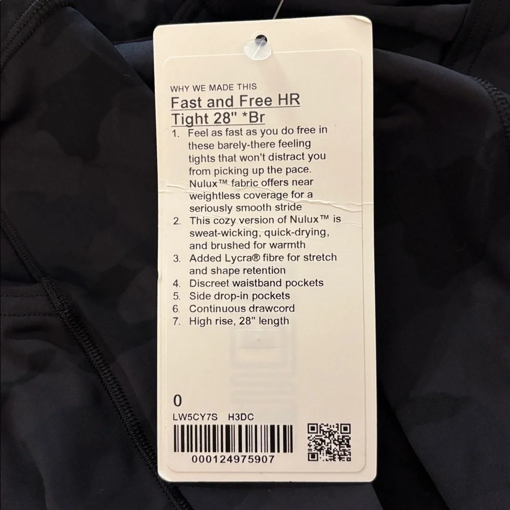 NWT Lululemon Fast and Free High-Rise Tight 28